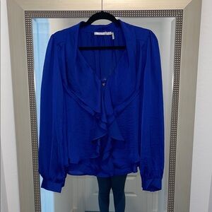 Elegant Blue Women's Top size Large Satin like